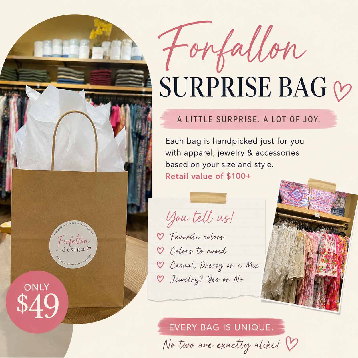 FORFALLON SURPRISE BAG - $49