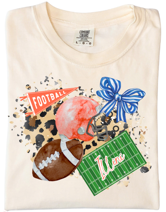 Mascot Football Collage Illini Graphic Tee
