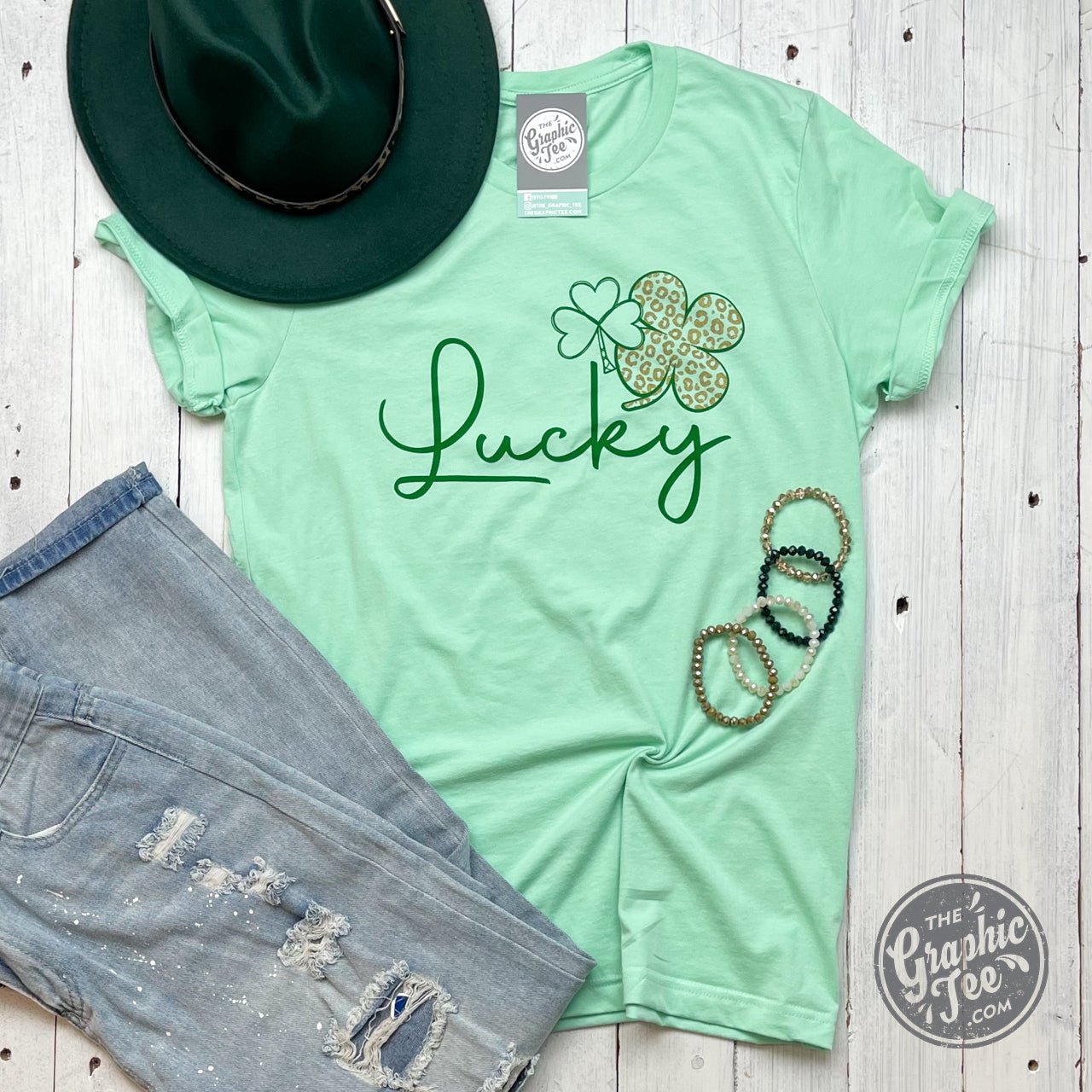 Lucky Gold Cheetah Shamrock Short Sleeve Tee