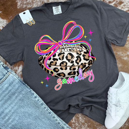 Neon Leopard Football Graphic Tee