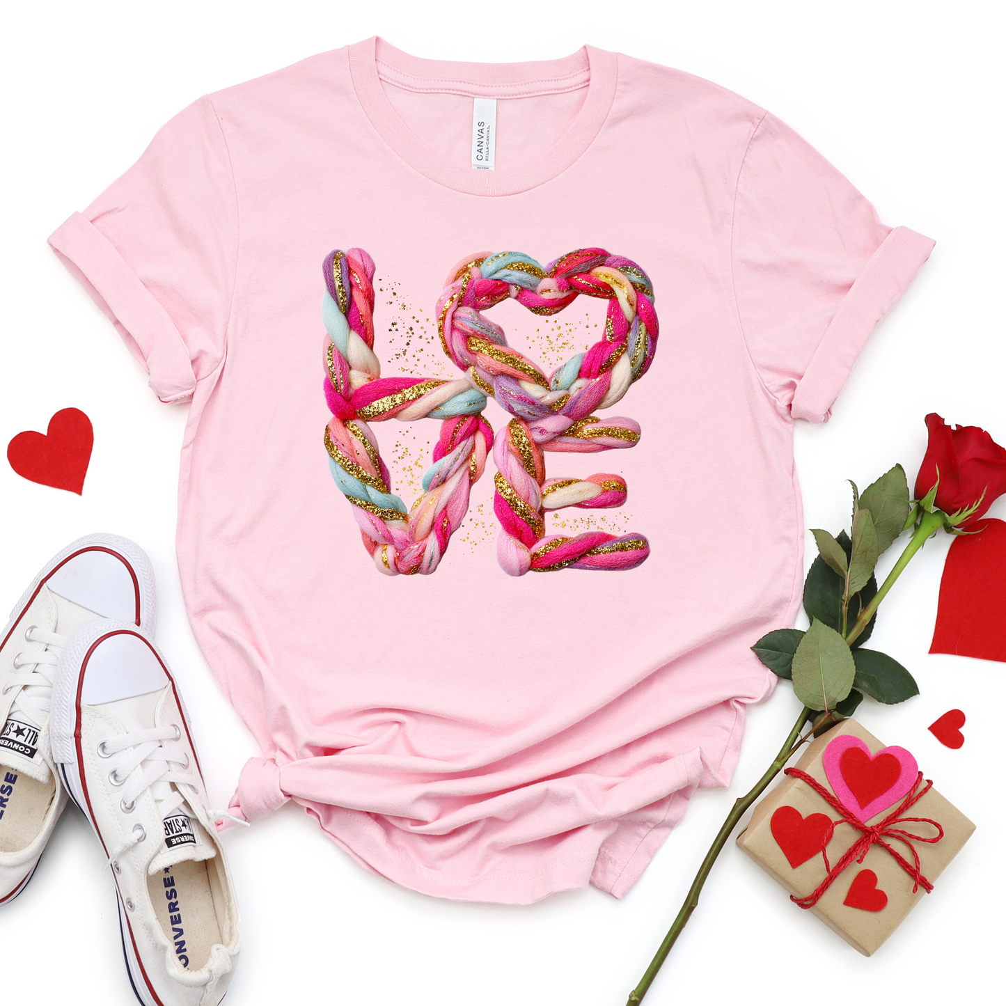 *Faux Glitter Crochet LOVE Graphic Tee