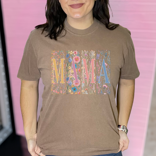 Brown Wildflower Mama Graphic Tee