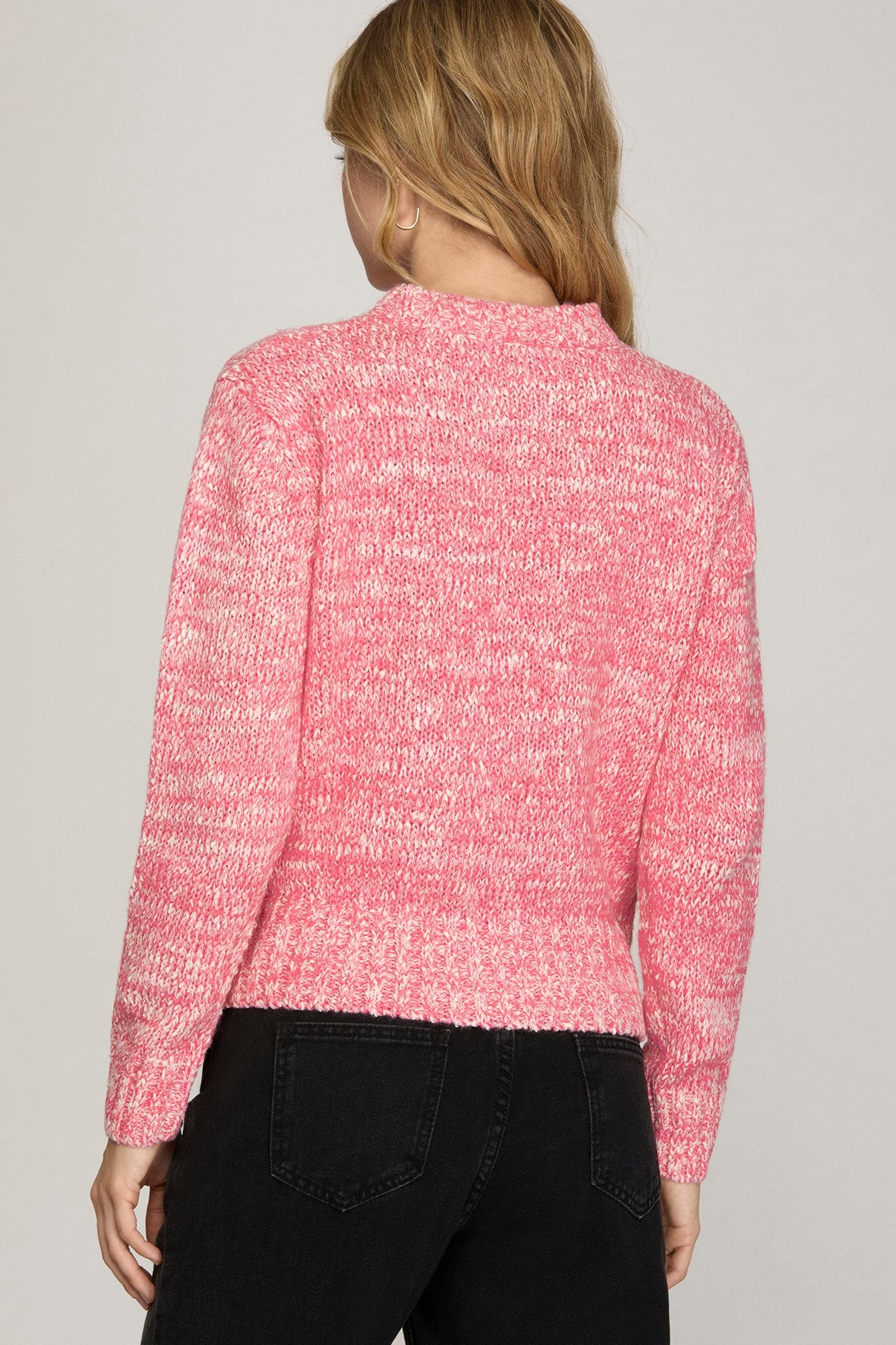 LONG SLEEVE CLEAR SEQUIN SWEATER