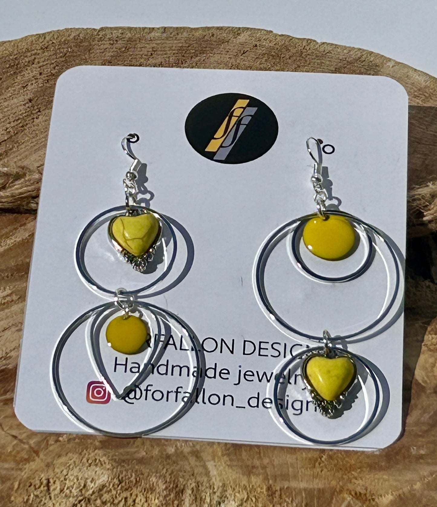 Asymmetrical Yellow Heart Dangle